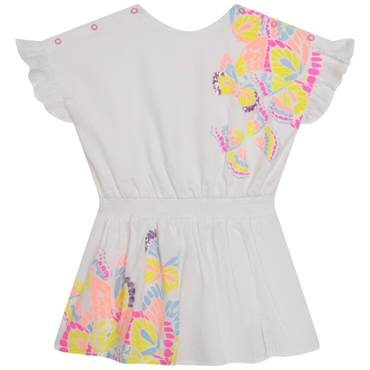 Girls White Printed Jumpsuit
