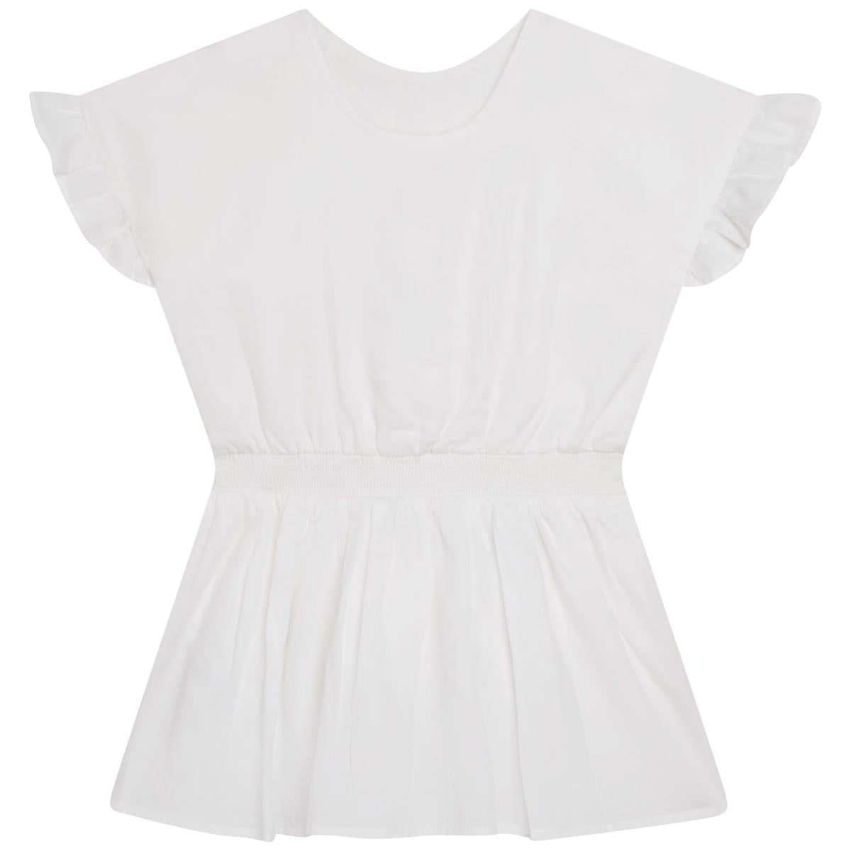 Girls White Printed Jumpsuit