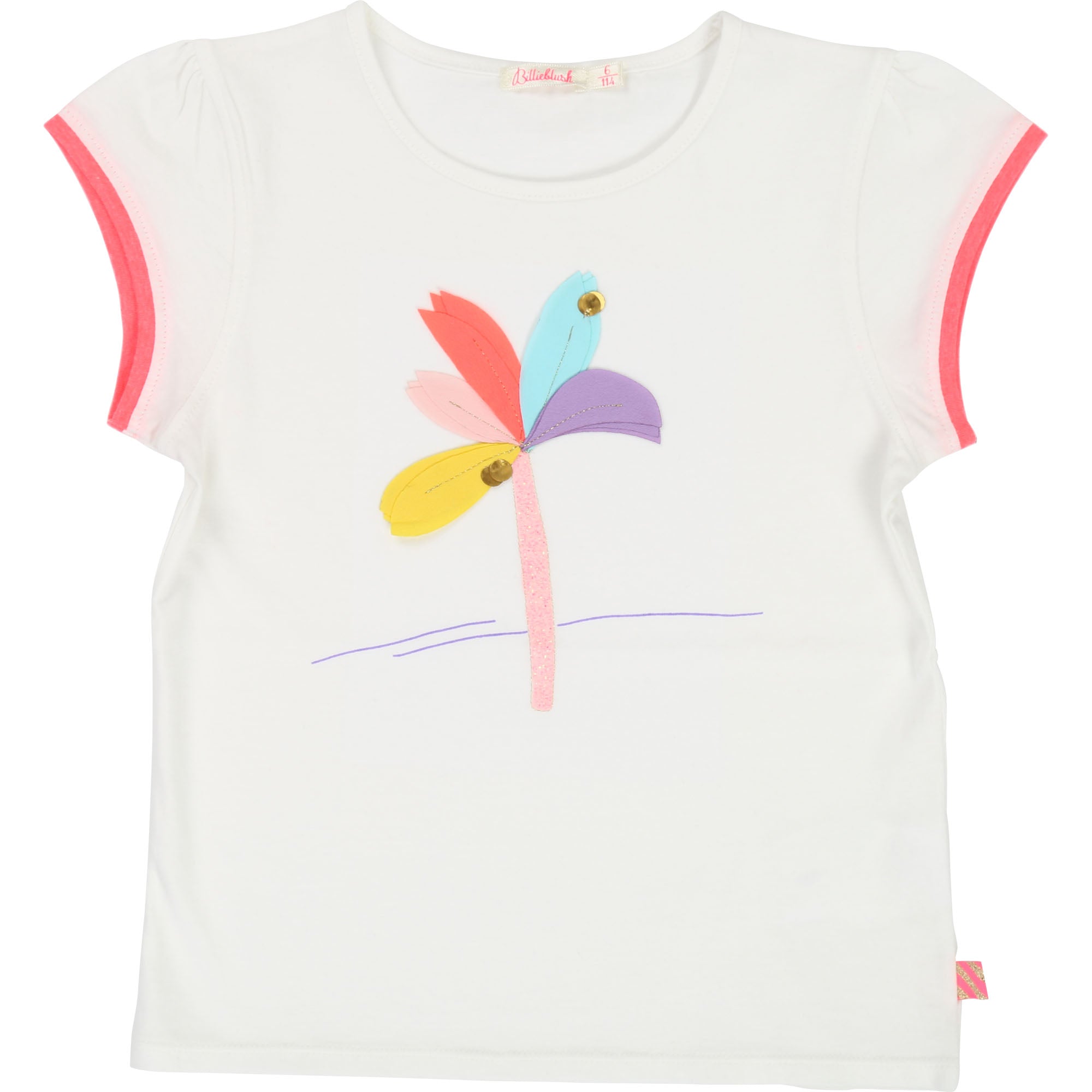 Girls Rice White Printed Cotton T-shirt