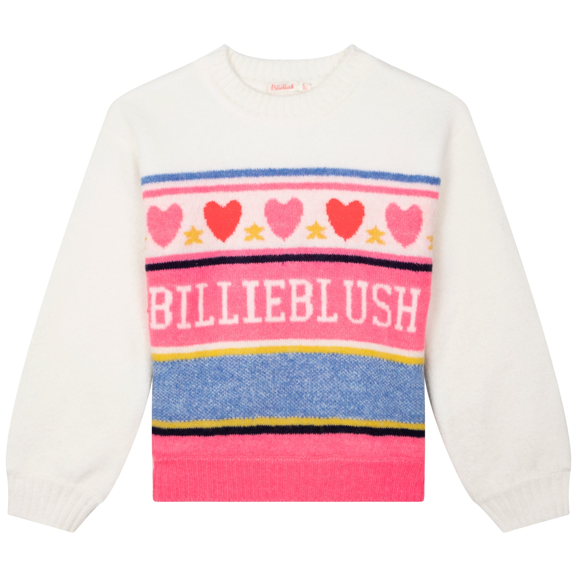 Girls White Heart Sweater