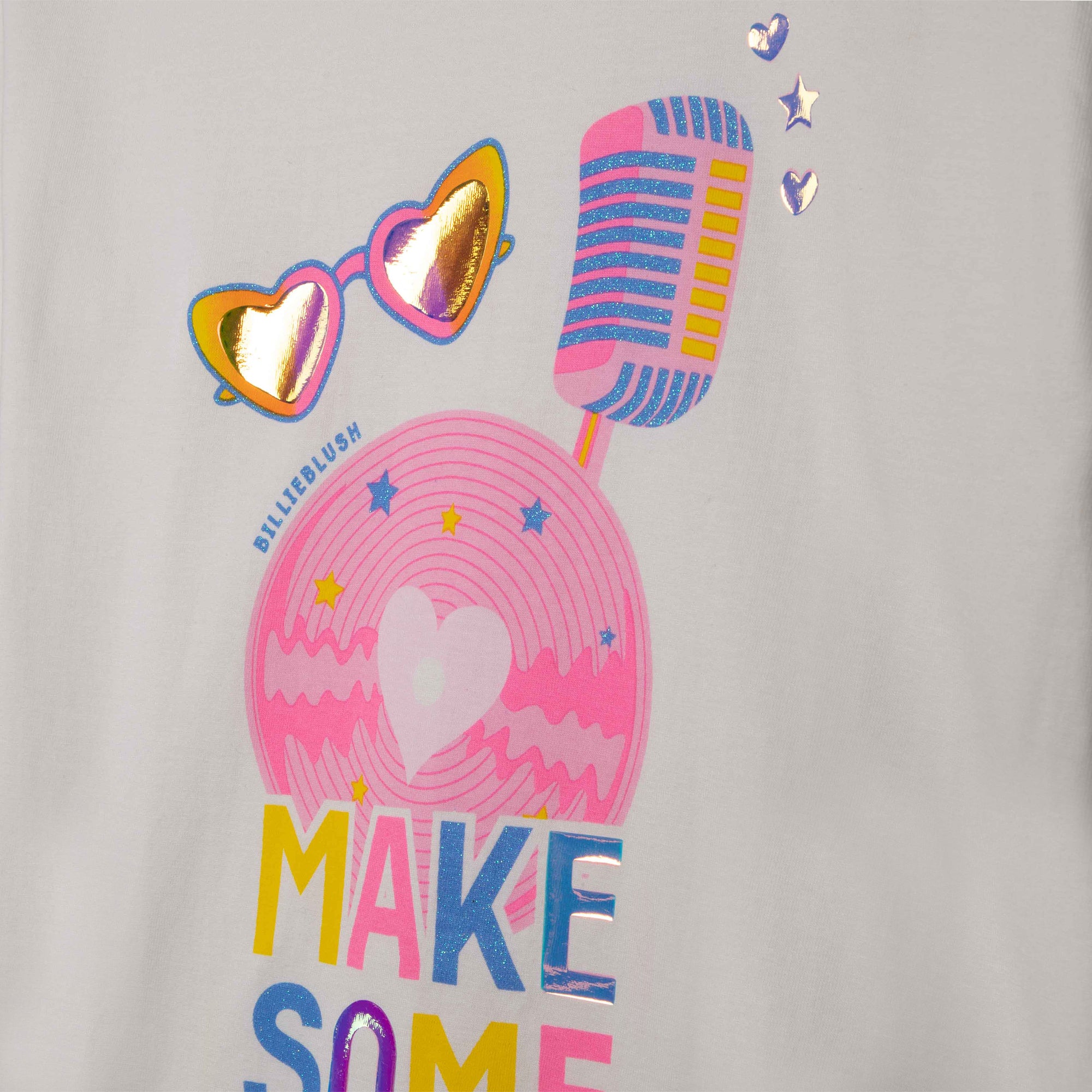 Girls White Printed Cotton T-Shirt