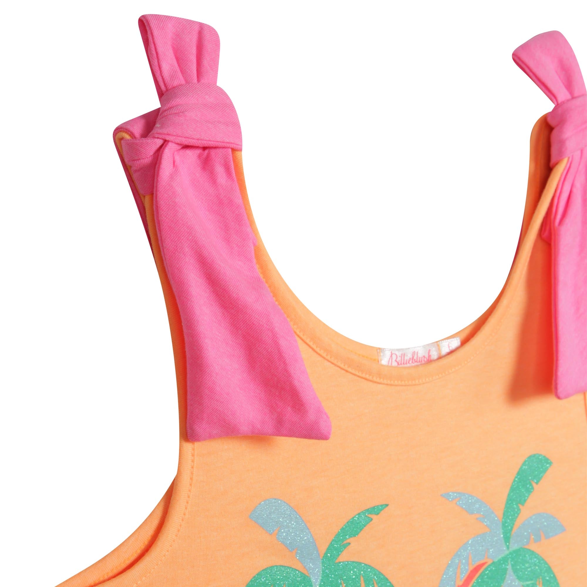 Girls Orange Printed Vest
