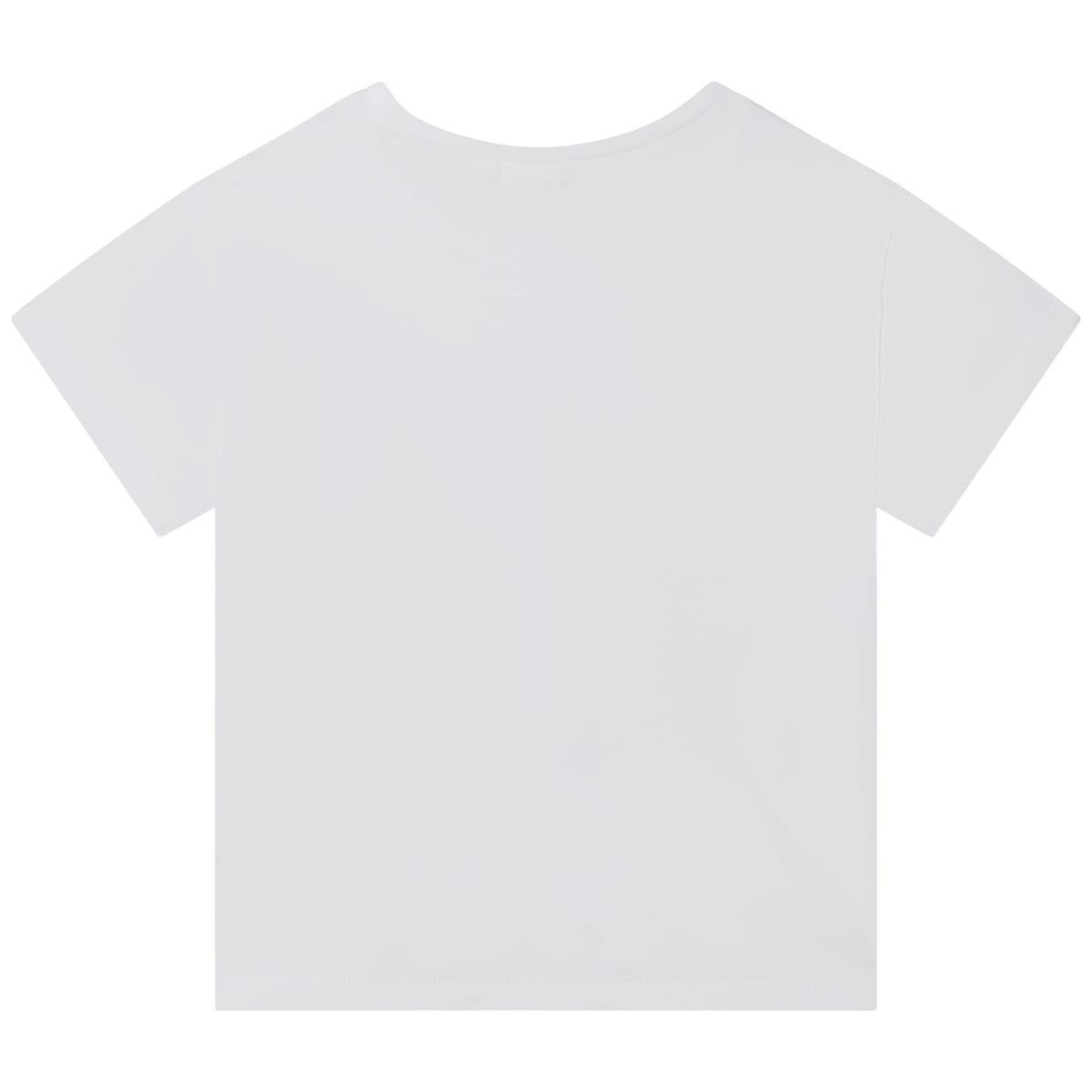 Girls White Printed T-Shirt