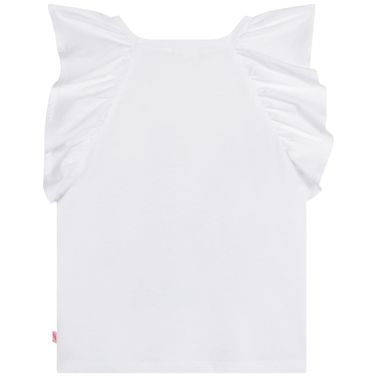 Girls White Ruffled T-Shirt