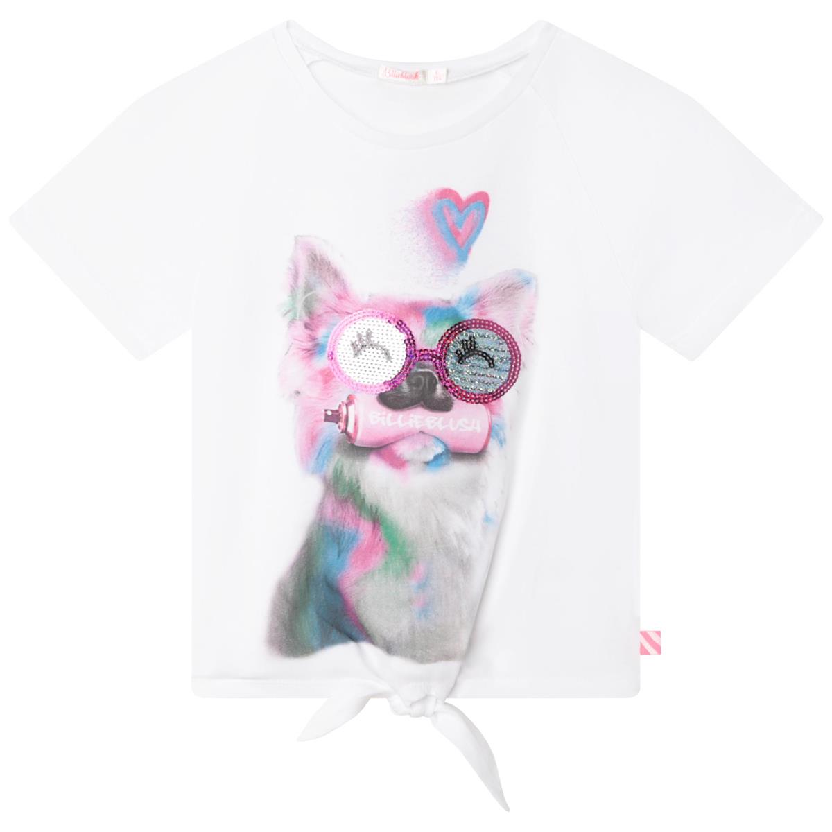 Girls White Printed T-Shirt