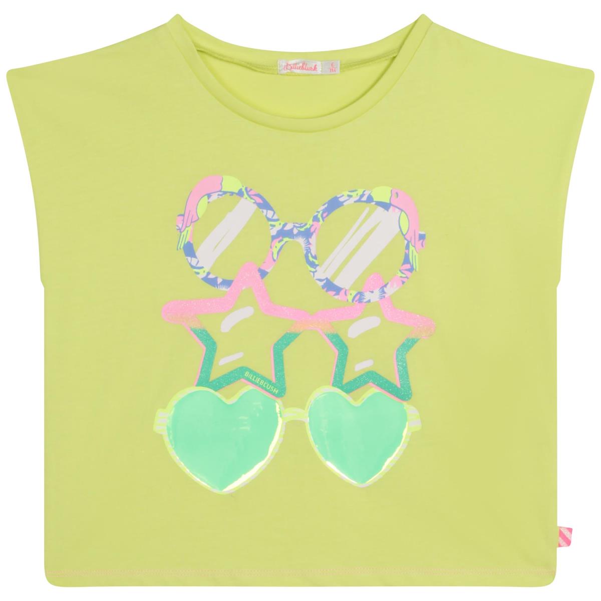 Girls Yellow Printed T-Shirt