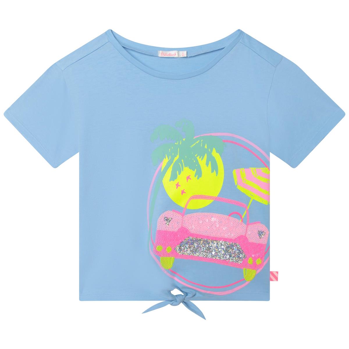 Girls Blue Cotton T-Shirt