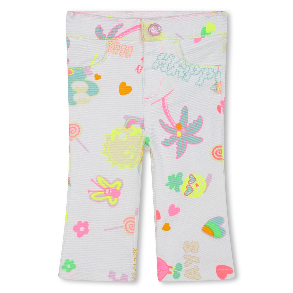 Baby Girls White Printed Trousers
