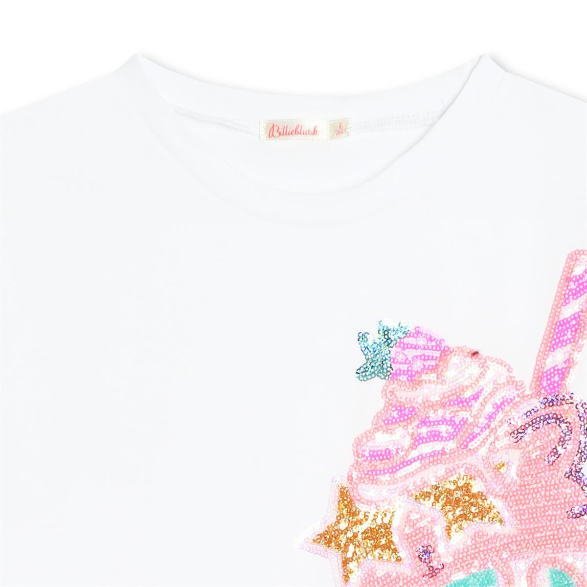 Girls White Cotton T-Shirt