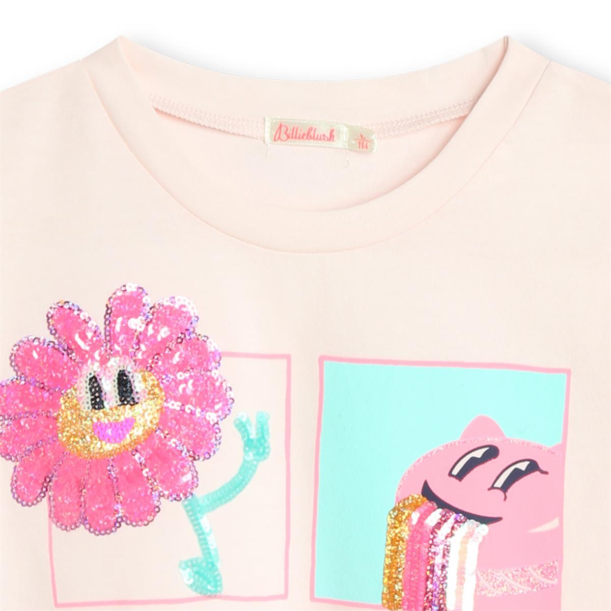 Girls Light Pink Cotton T-Shirt