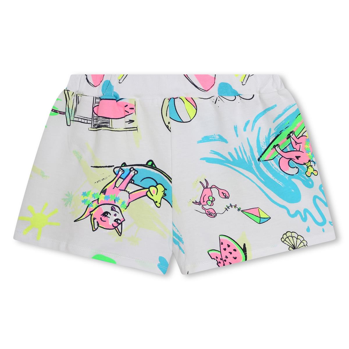 Girls White Printed Shorts