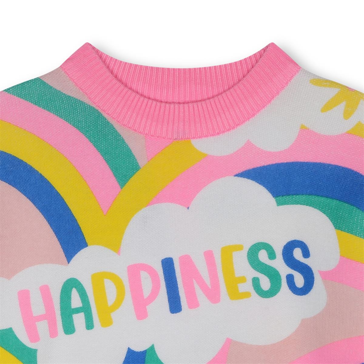 Girls White Printed Sweater