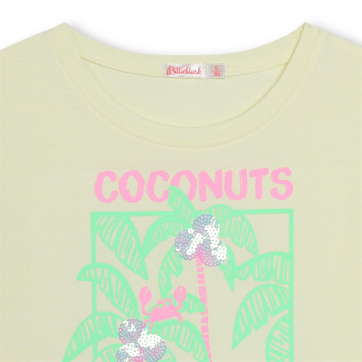 Girls Light Yellow Cotton T-Shirt