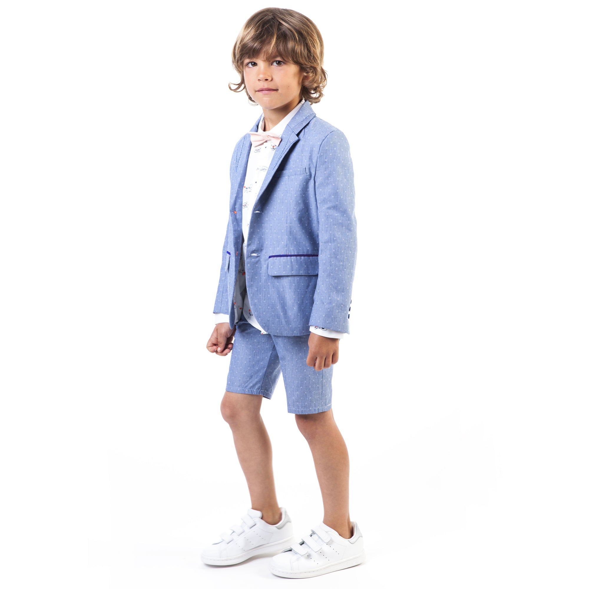 Boys Light Blue Cotton Shorts