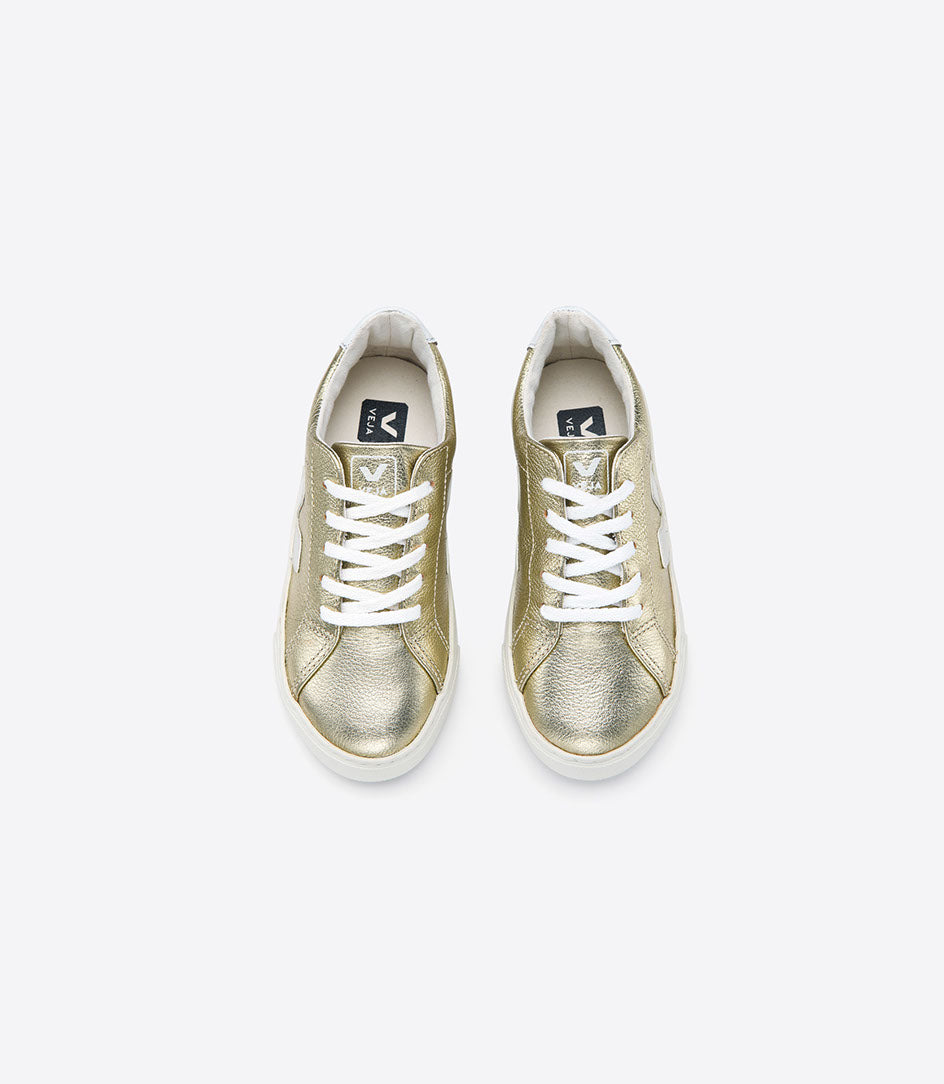 Girls & Boys Gold & White "V" Shoes