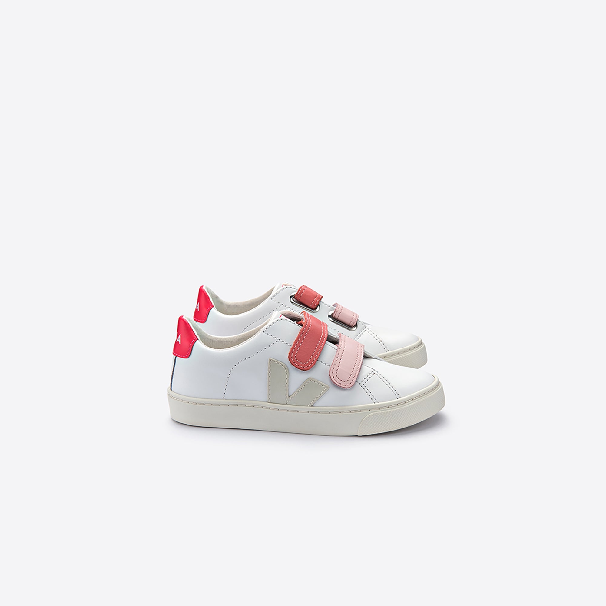 Girls White & Pink "V" Shoes