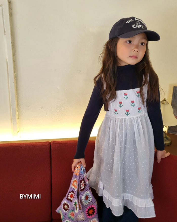 Girls Navy Cotton T-Shirt