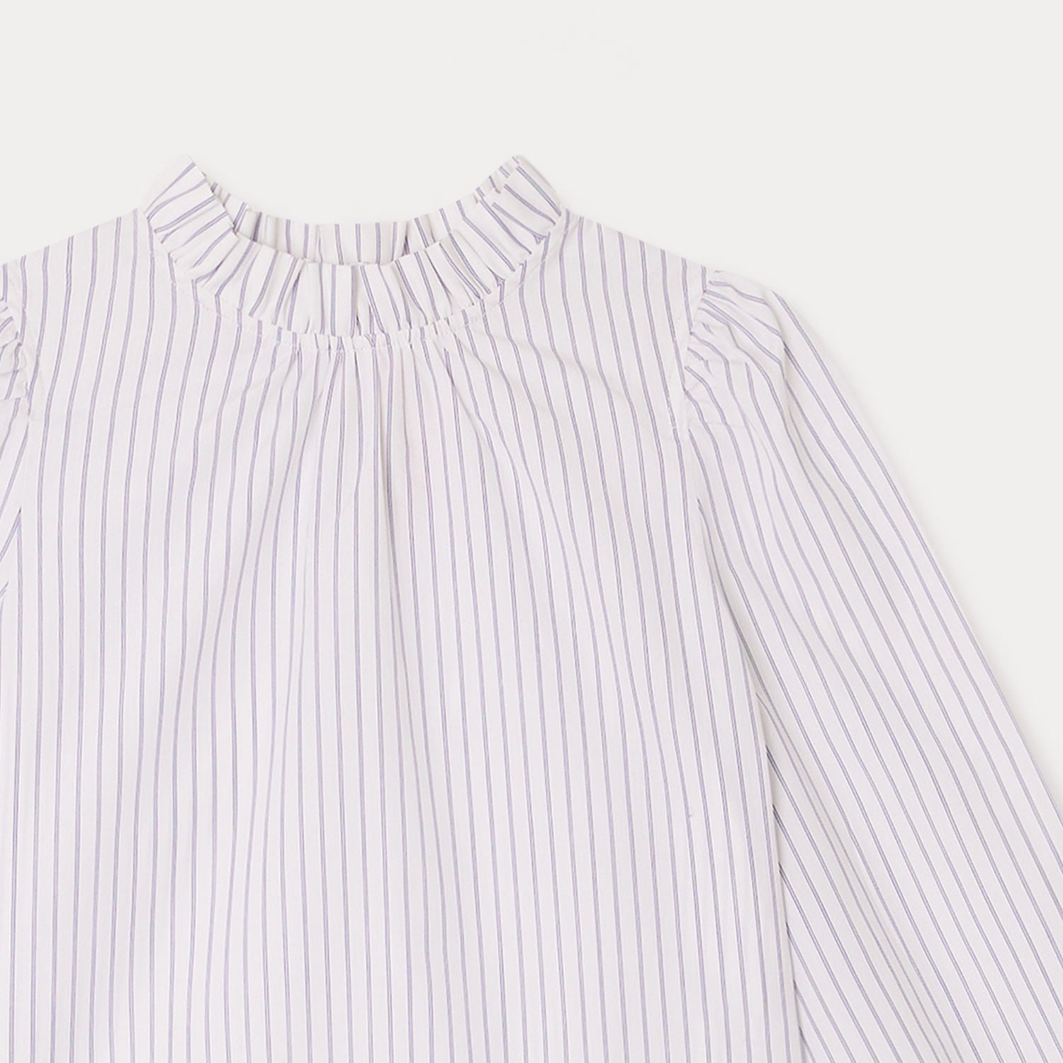Girls White Stripes Cotton Shirt