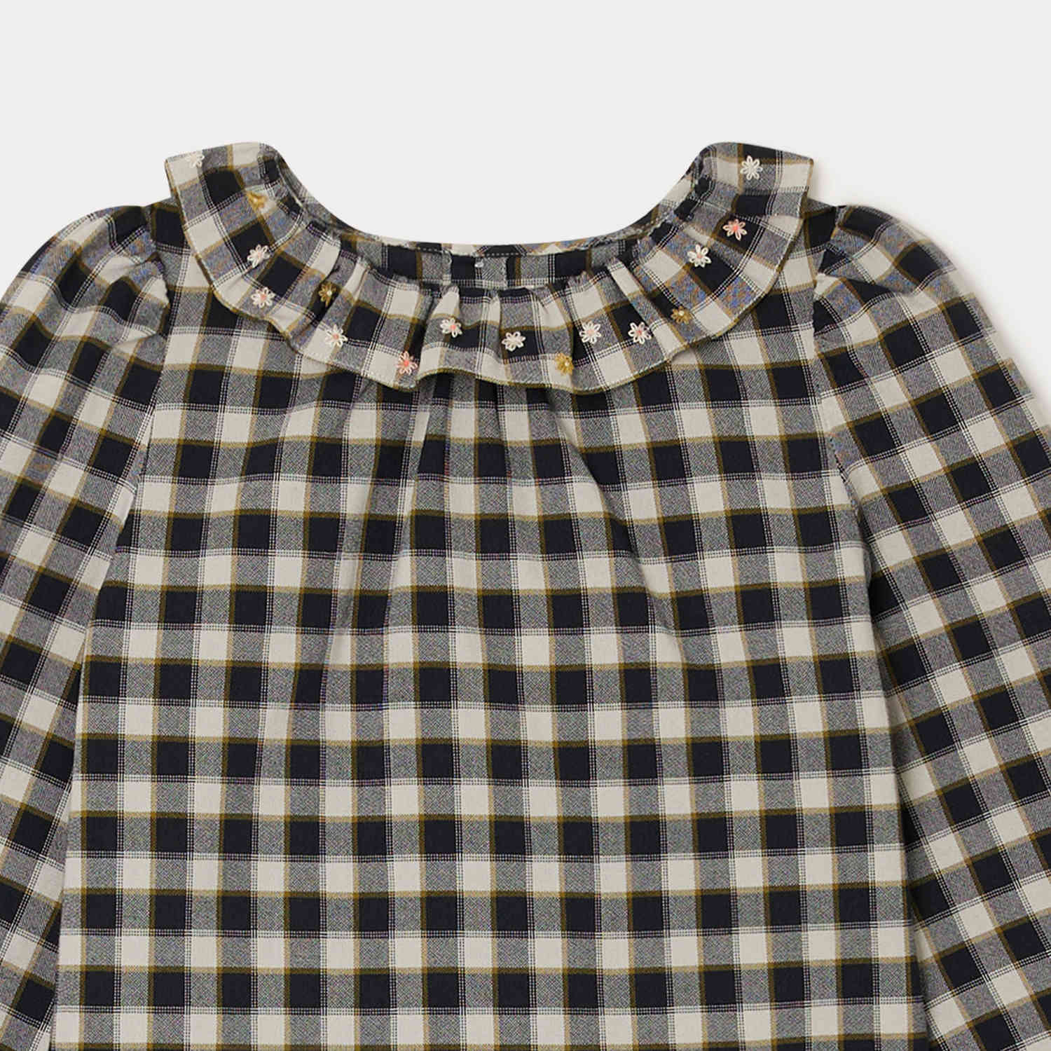 Girls Black Check Cotton Shirt