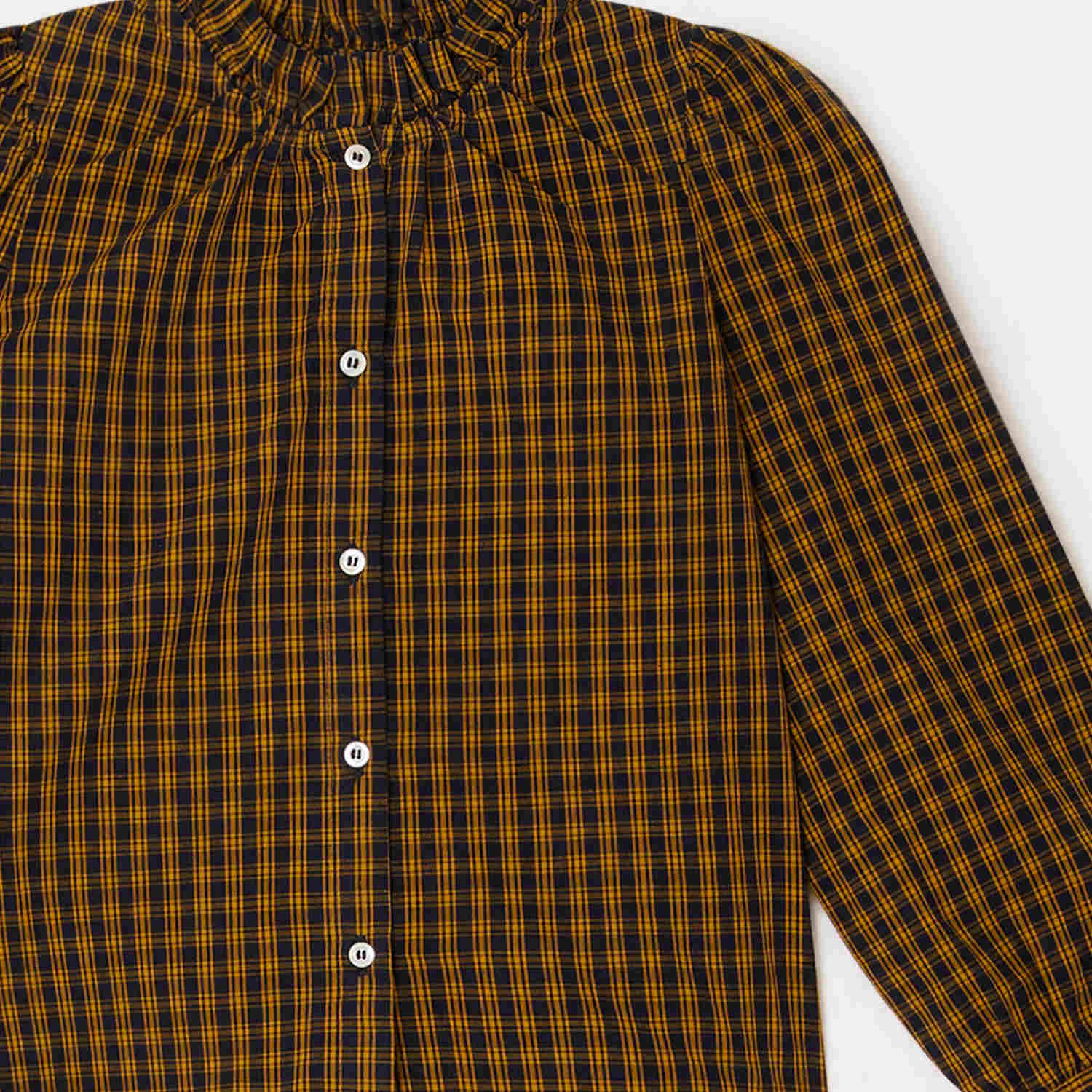 Girls Yellow Check Cotton Shirt