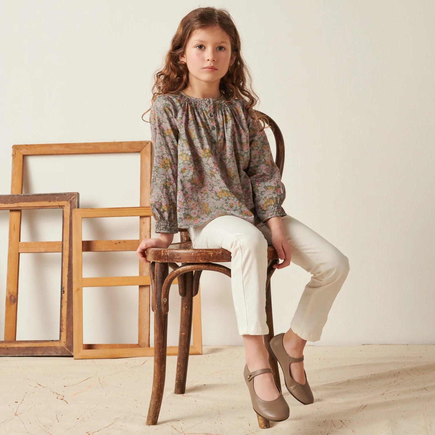Girls Multicolor Flowers Cotton Shirt