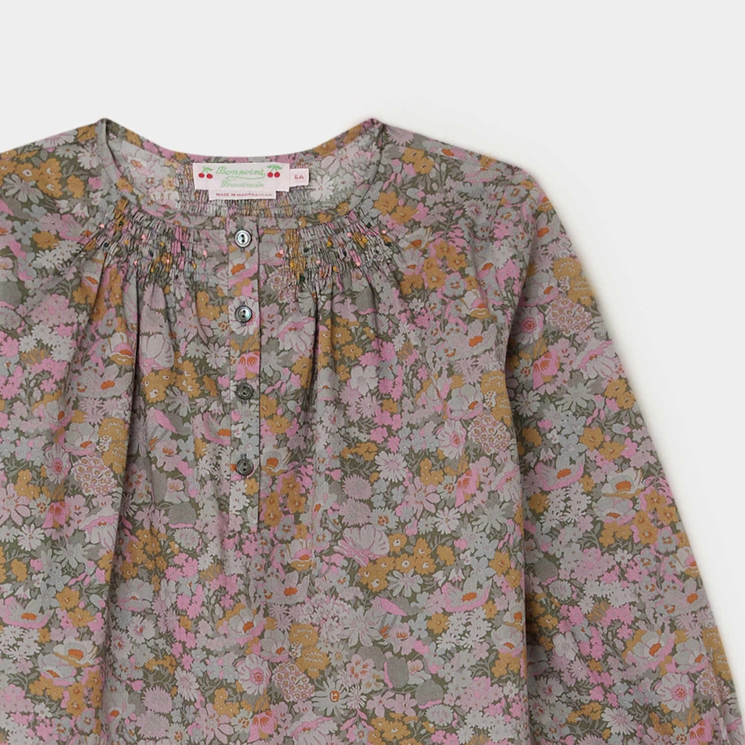 Girls Multicolor Flowers Cotton Shirt