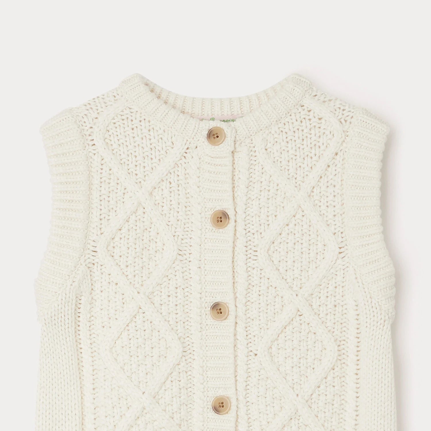 Girls White Knit Gilet