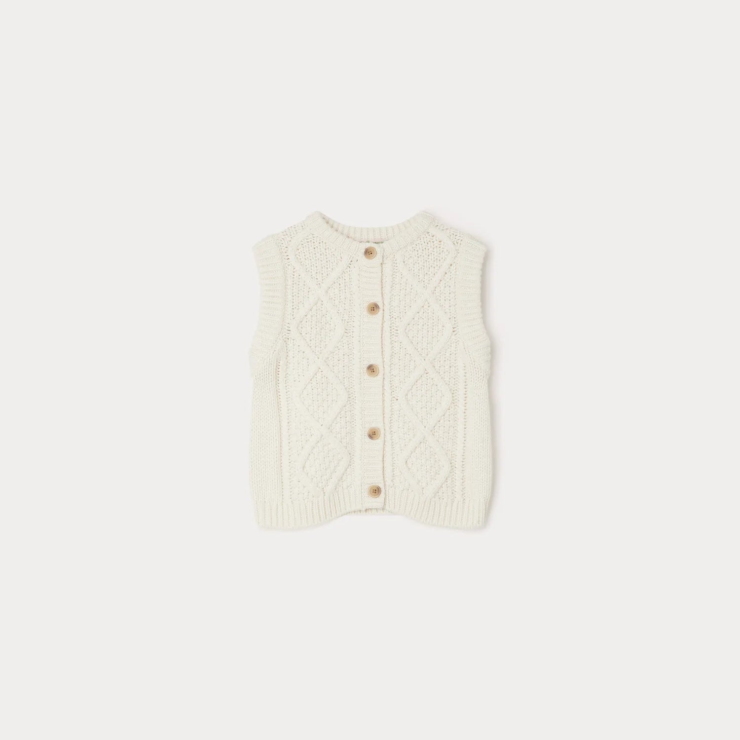Girls White Knit Gilet