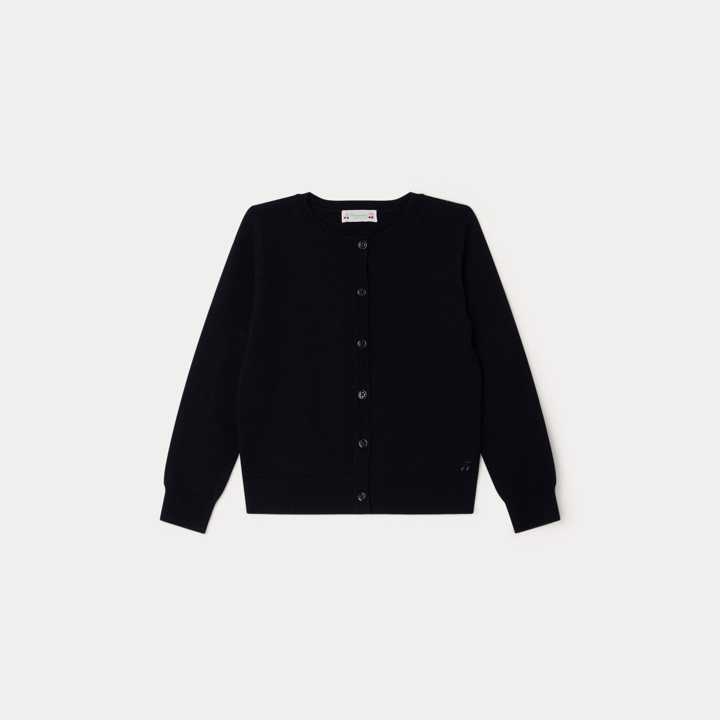 Girls Navy Wool Cardigan