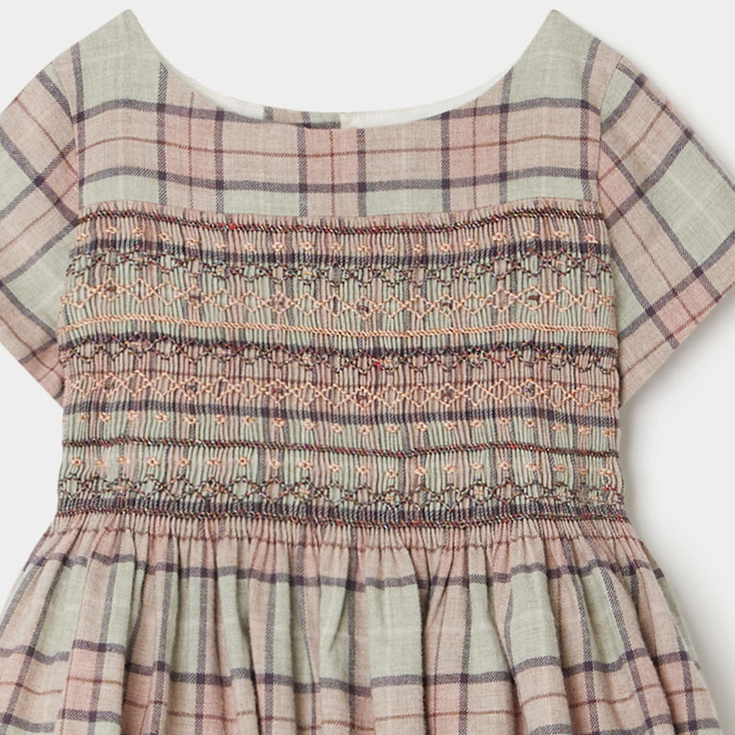 Girls Multicolor Check Dress