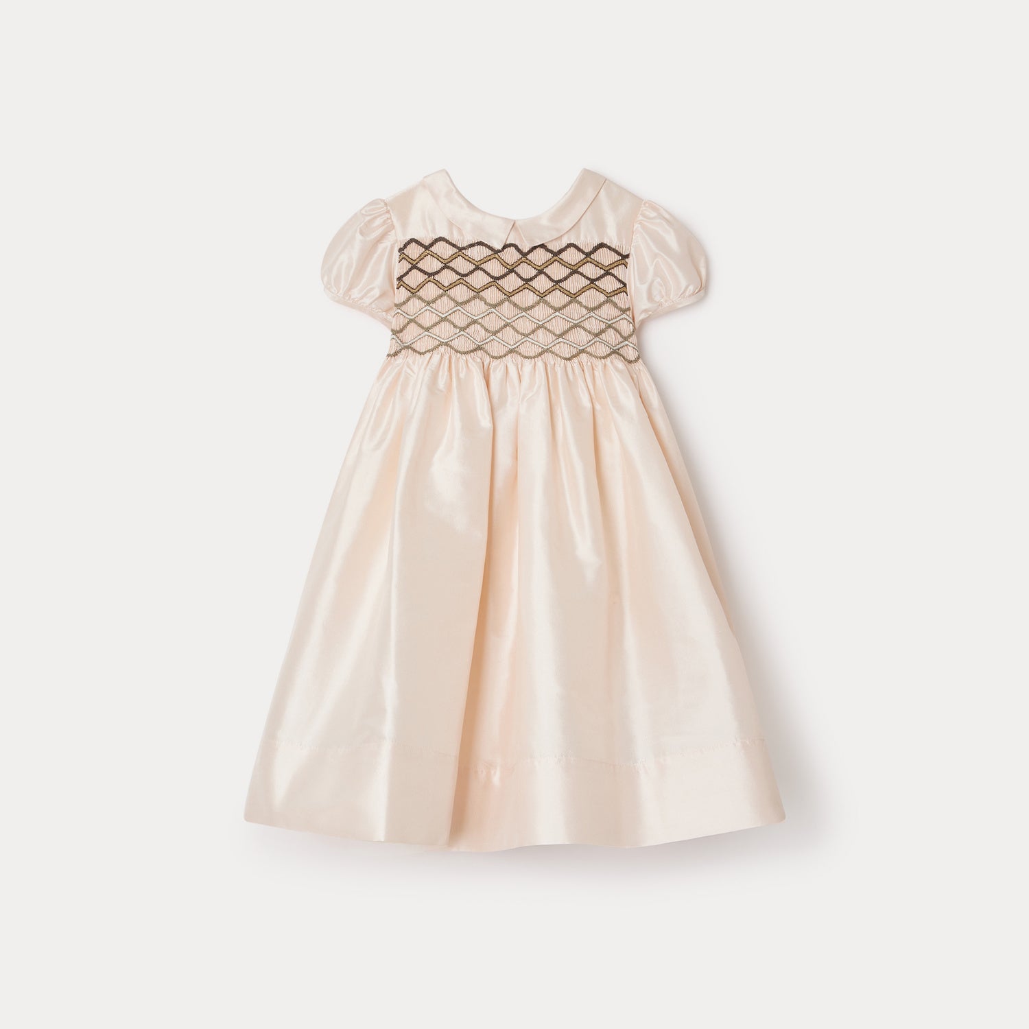 Girls Pale Pink Silk Dress