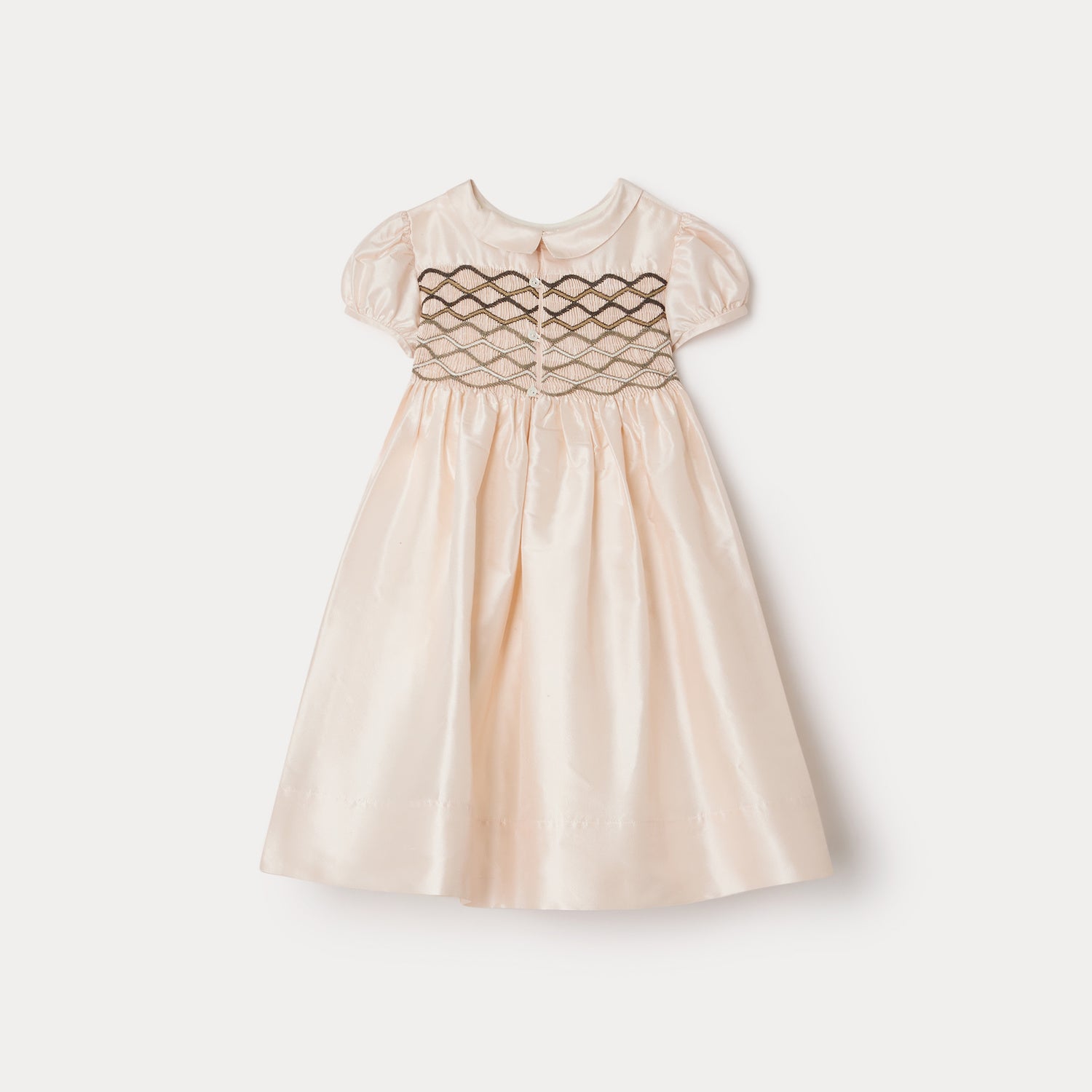 Girls Pale Pink Silk Dress