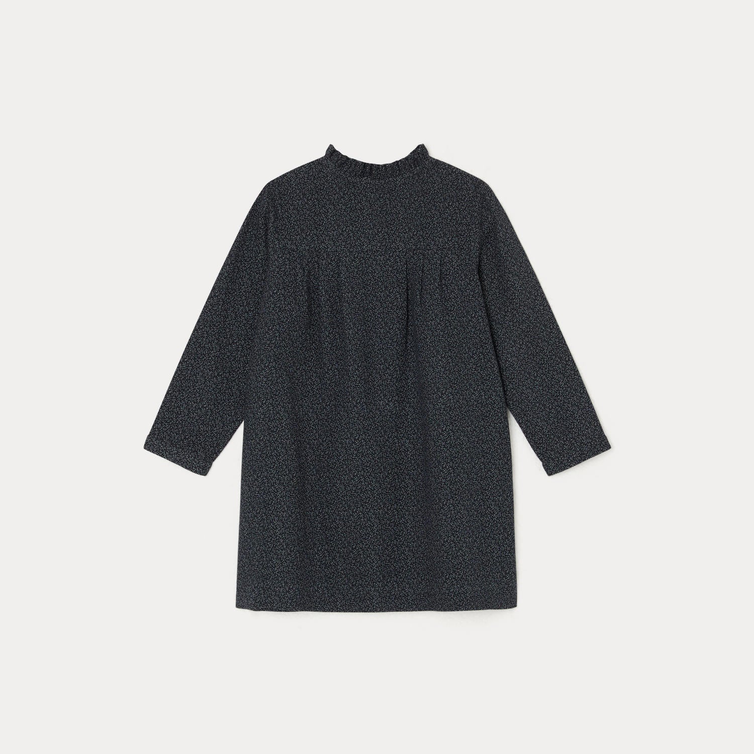 Girls Dark Grey Printed Cotton Dress