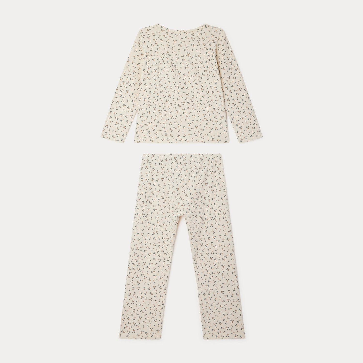 Girls Beige Cherry Printed Nightwear Set