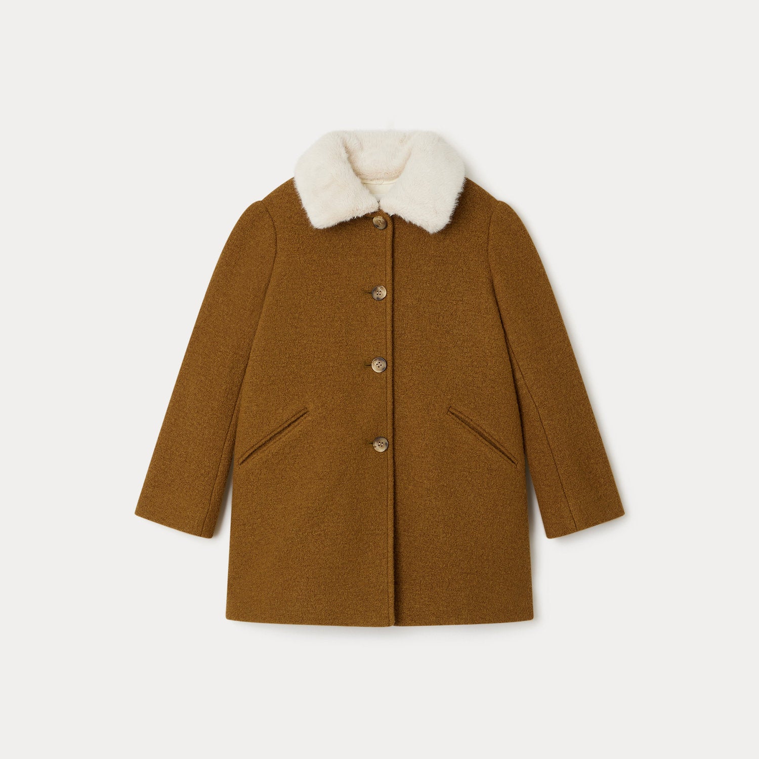 Girls Brown Wool Coat