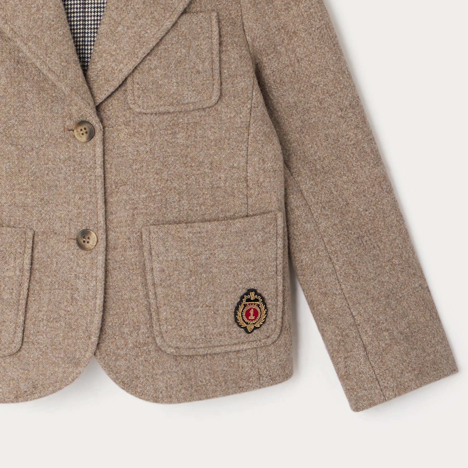 Girls Beige Wool Coat