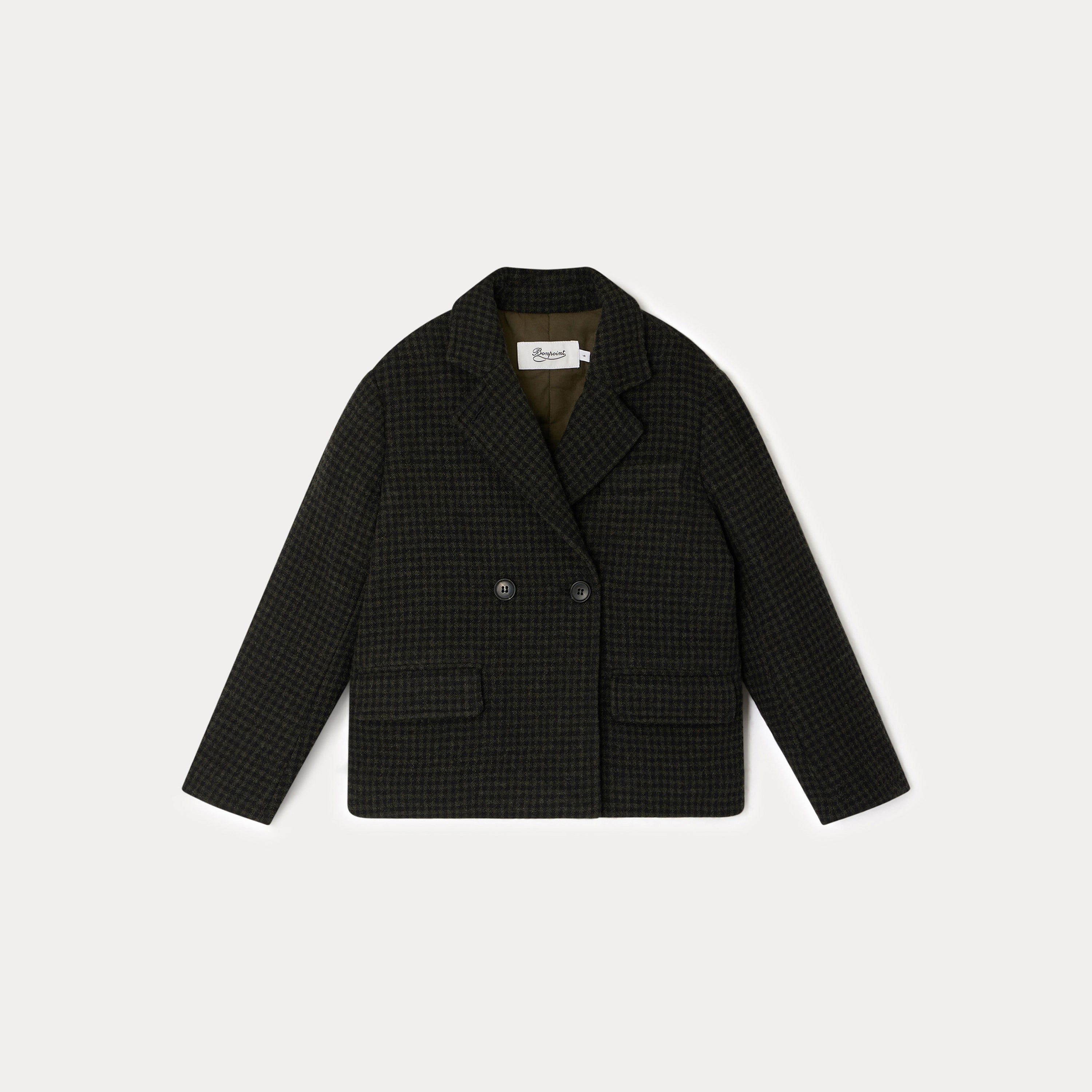 Girls Dark Khaki Wool Coat