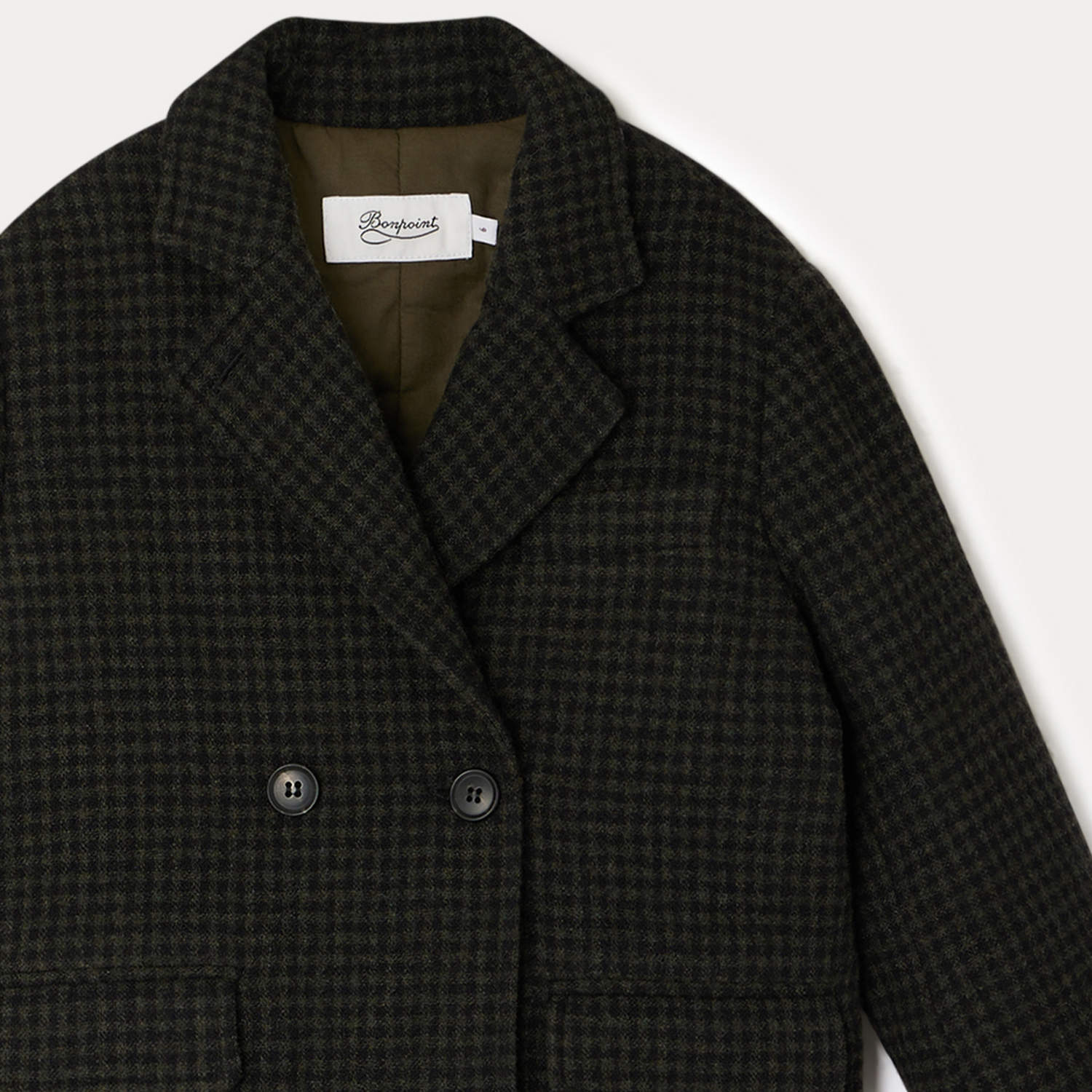 Girls Dark Khaki Wool Coat