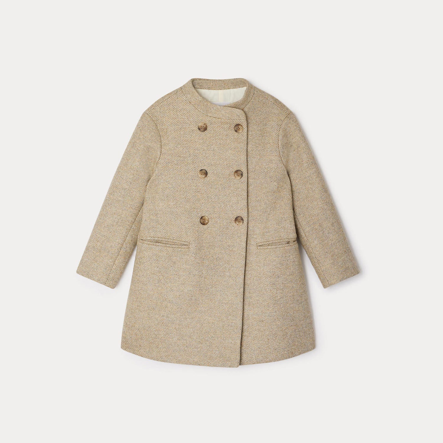 Girls Beige Wool Coat