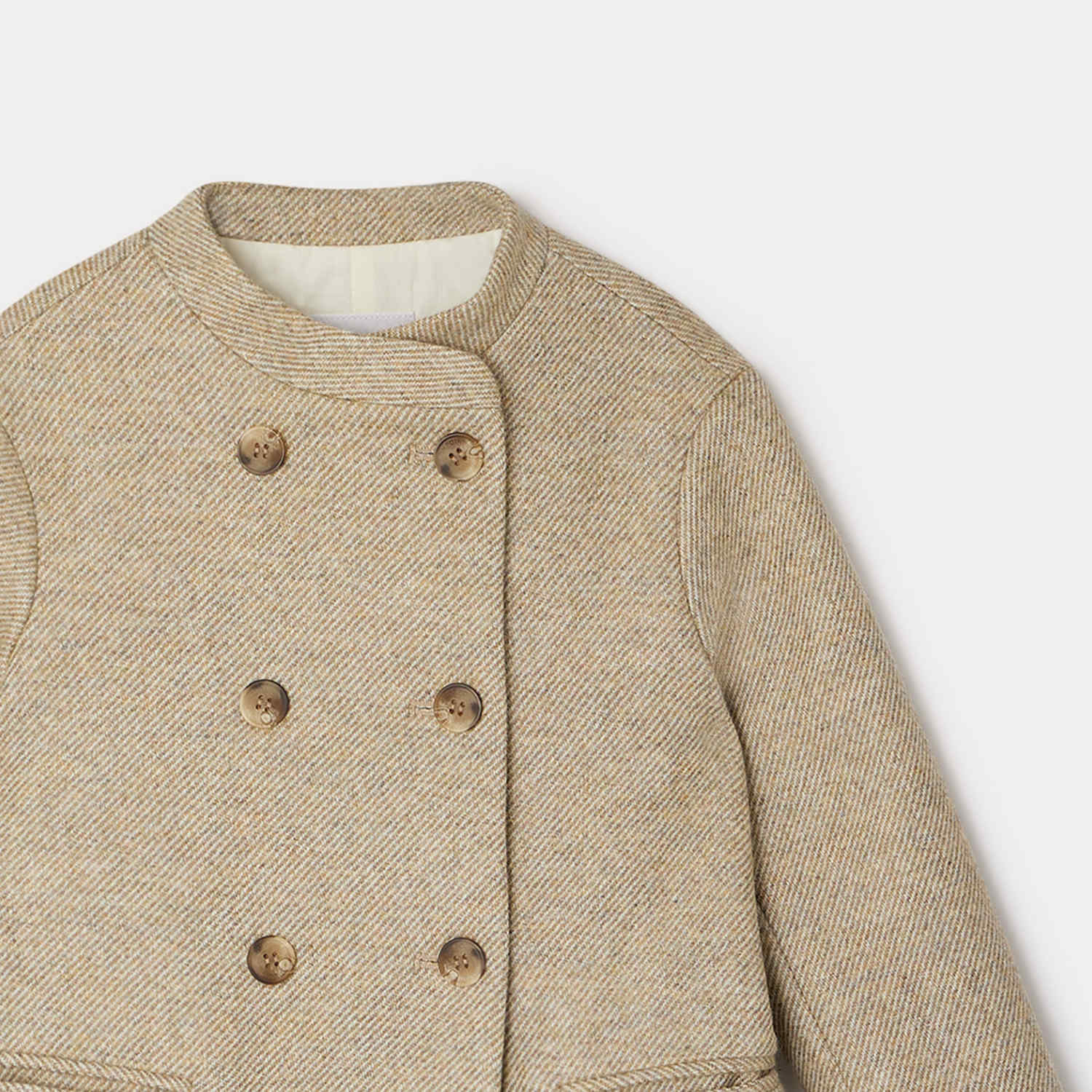 Girls Beige Wool Coat
