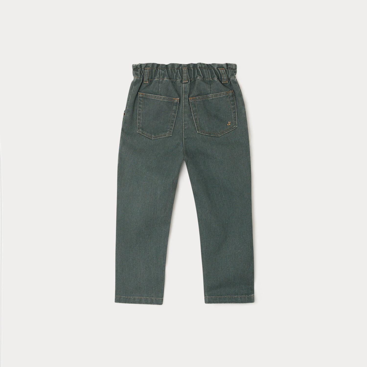 Girls Green-Grey Denim Trousers