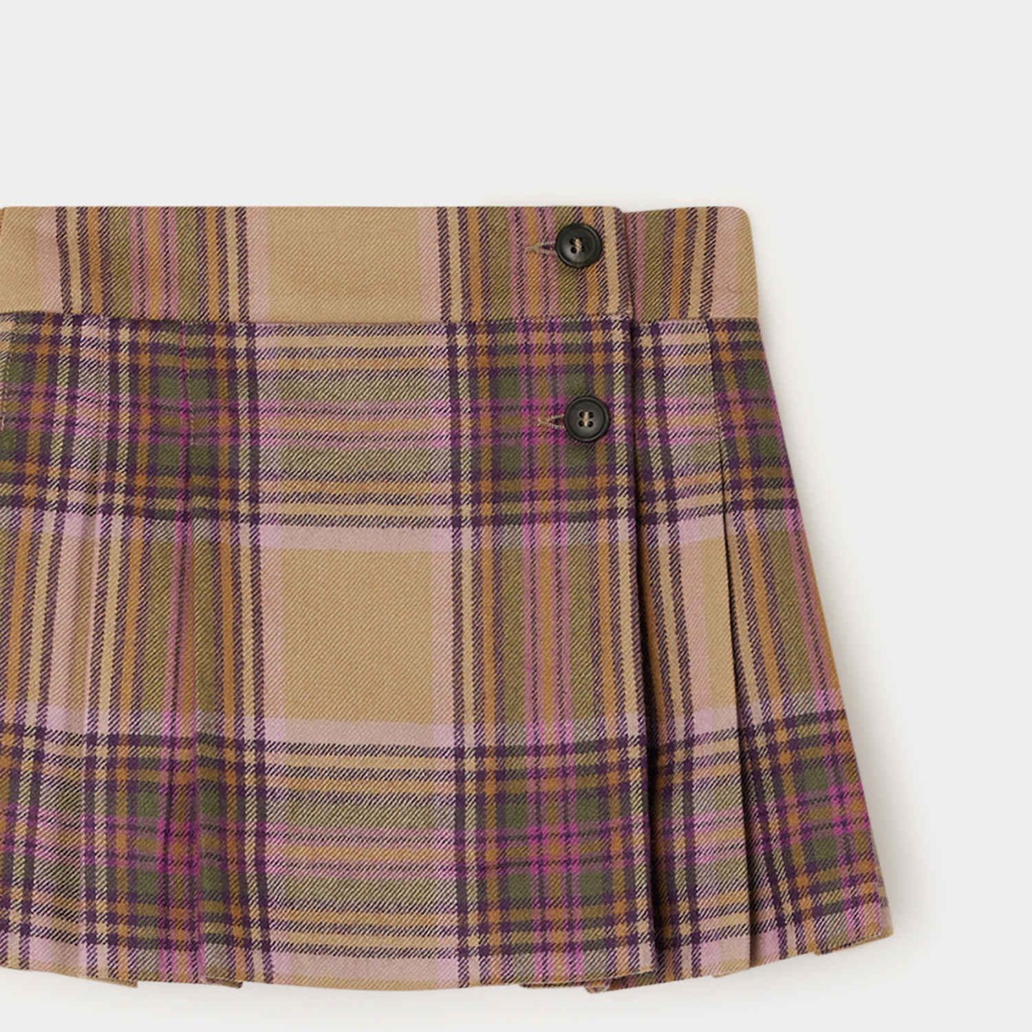 Girls Camel Check Wool Skirt
