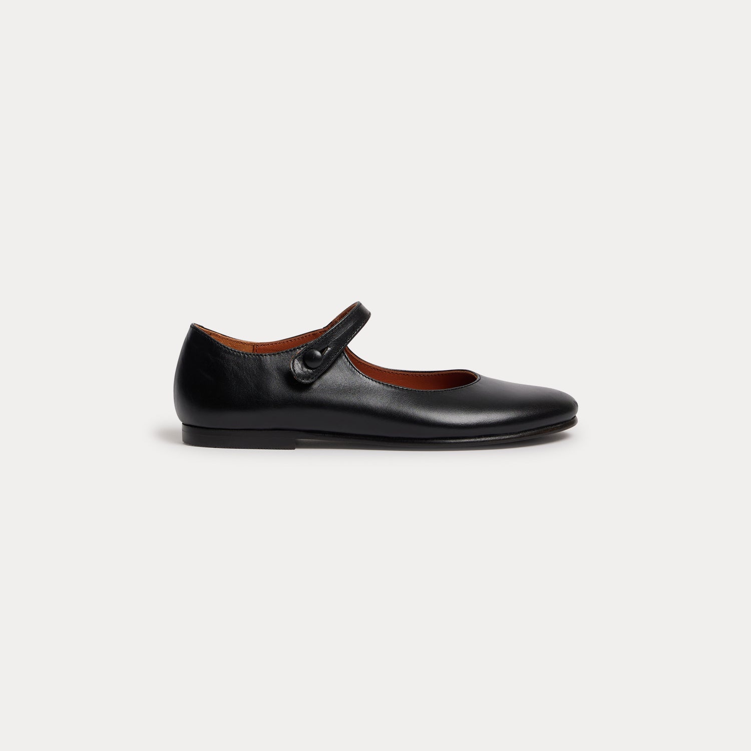 Girls Black Calf Flat Shoes