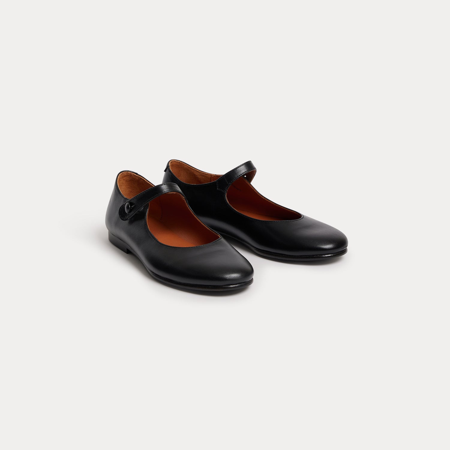 Girls Black Calf Flat Shoes