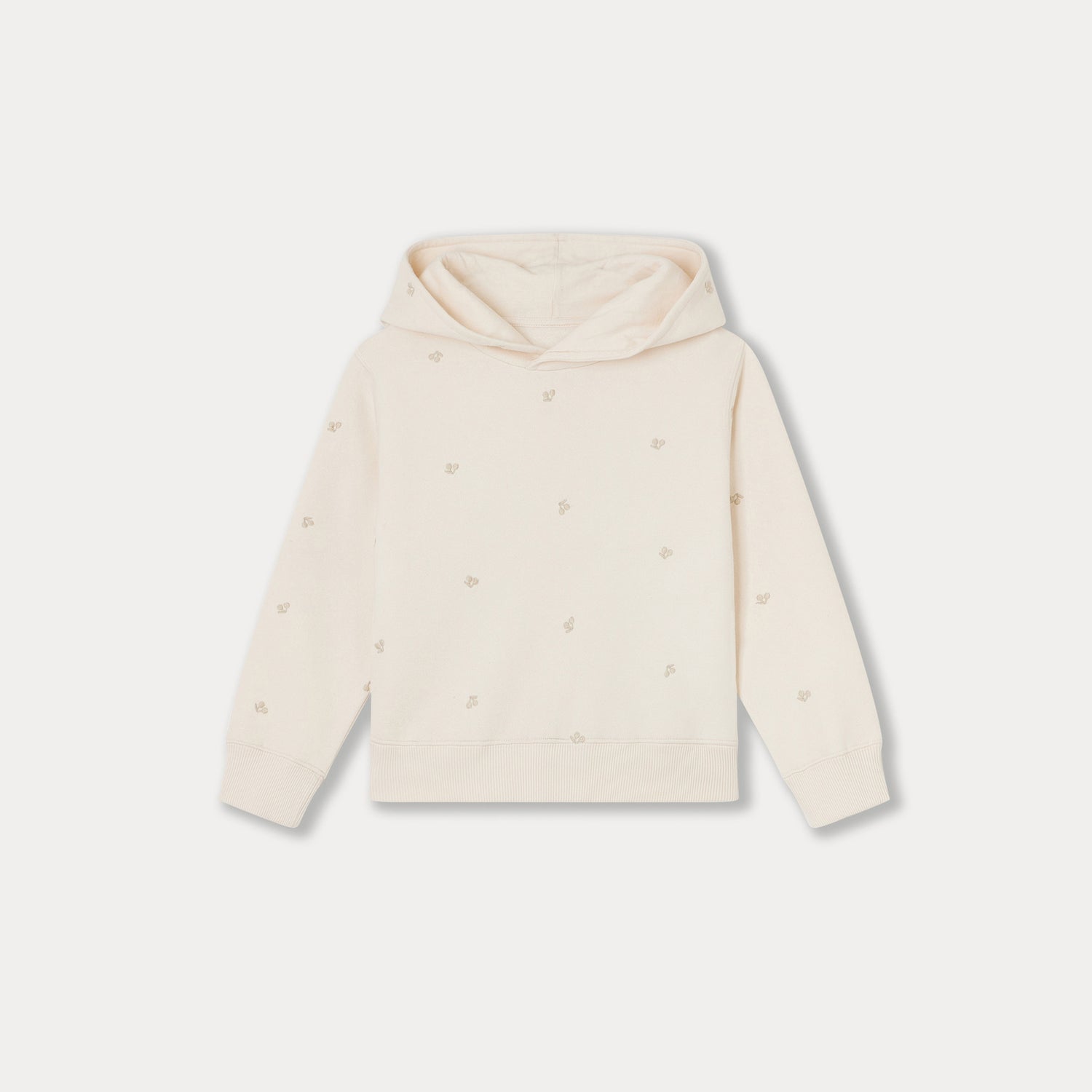 Girls Beige Embroidered Logo Cotton Sweatshirt