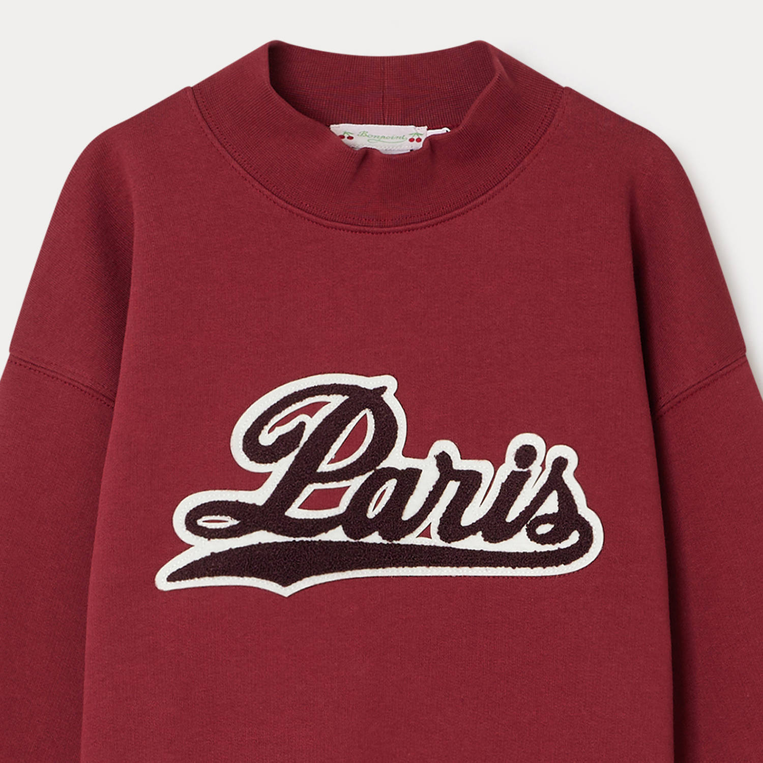 Girls Wine Red Cotton Sweatshirt