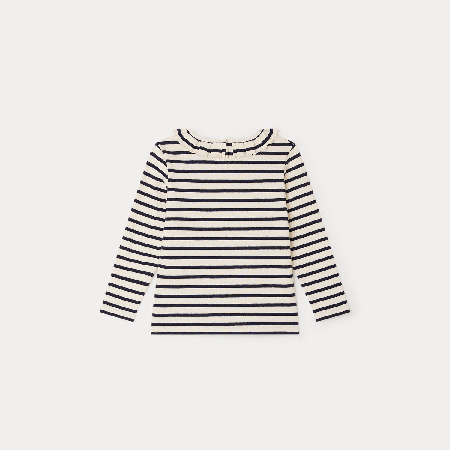 Girls White Stripes Cotton T-Shirt