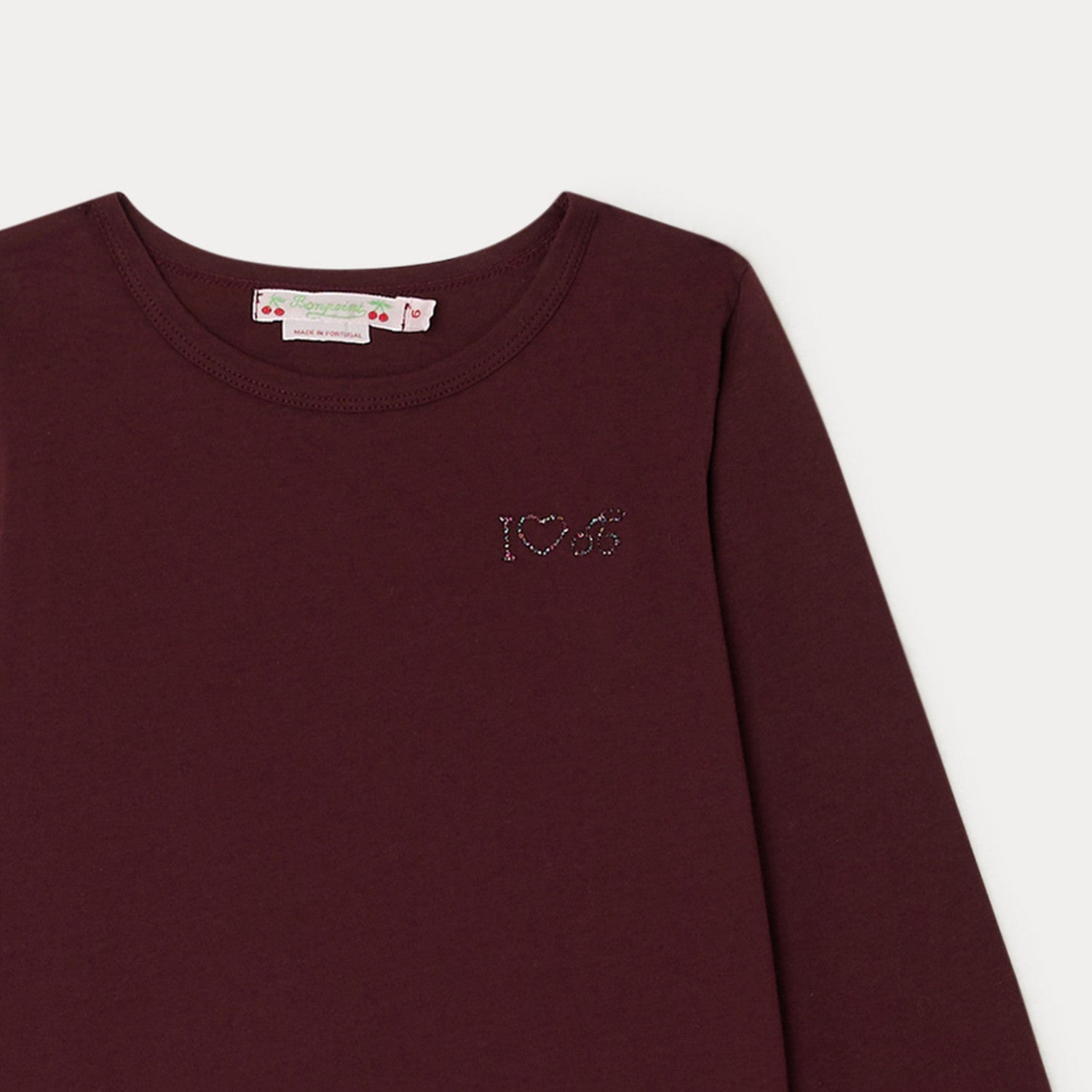 Girls Dark Red Cotton T-Shirt