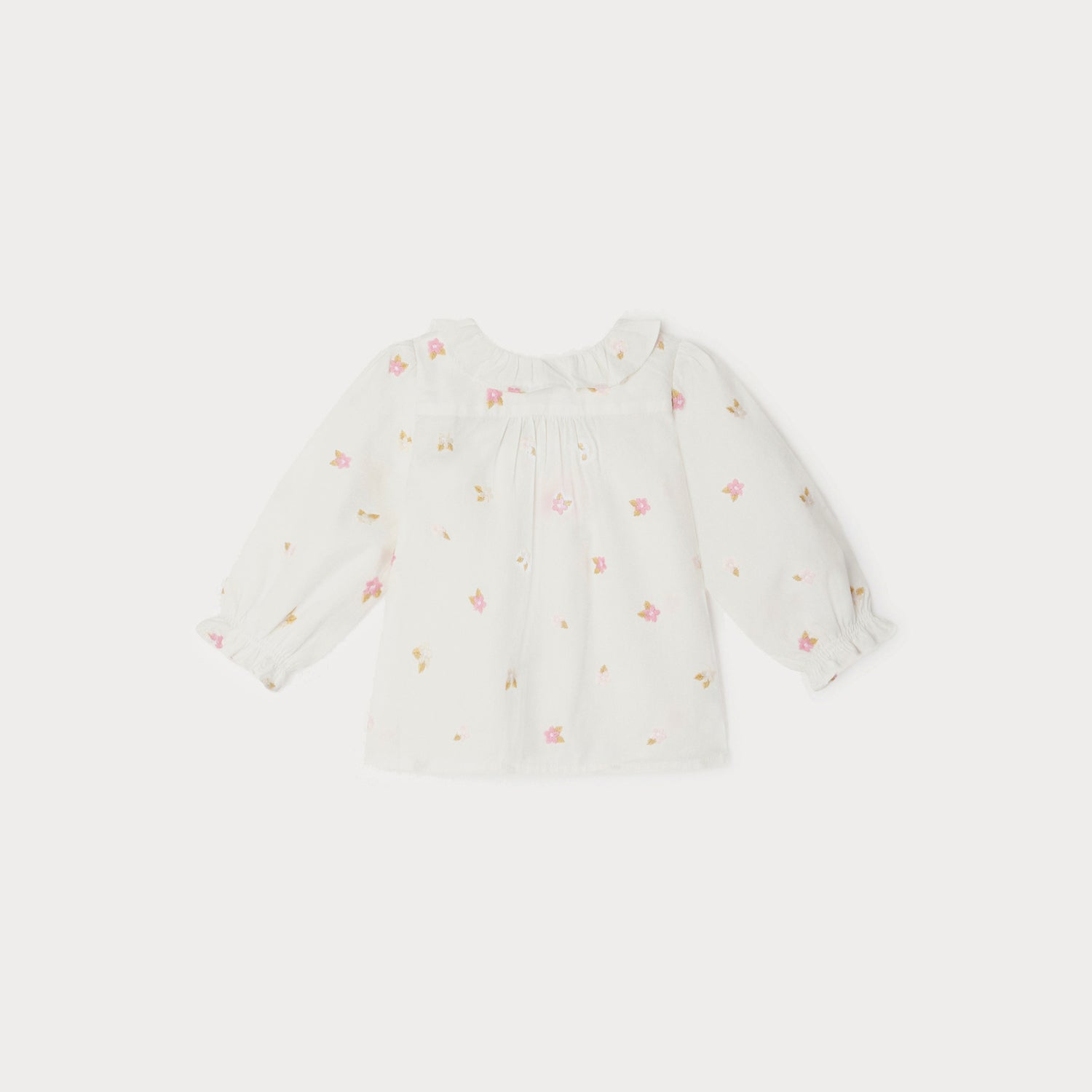 Baby Girls White Embroidered Cotton Shirt
