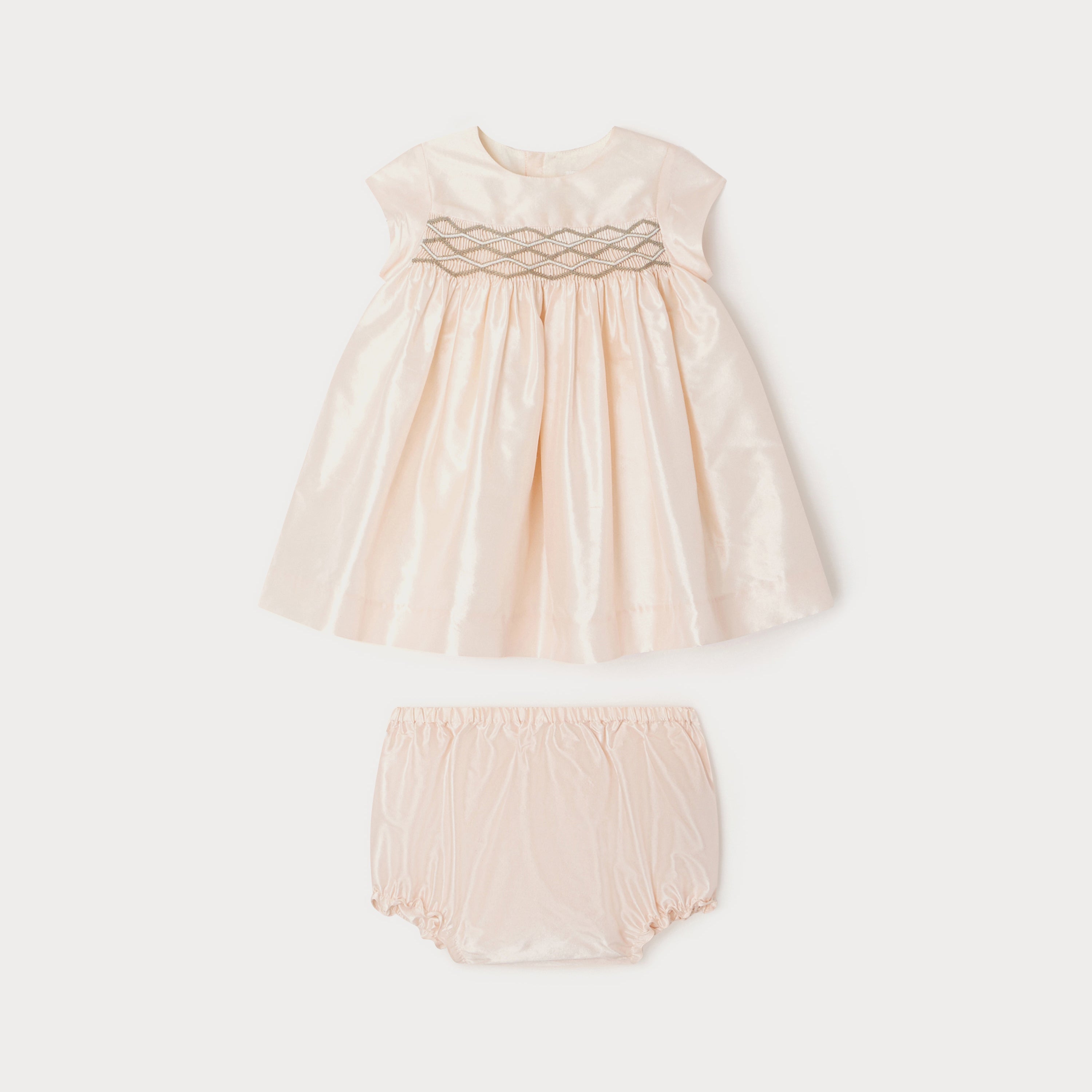 Baby Girls Pink Silk Dress Set